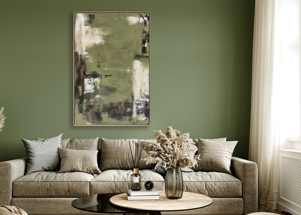 FRAMED KHAKI CANVAS 80% HANDPAINTING