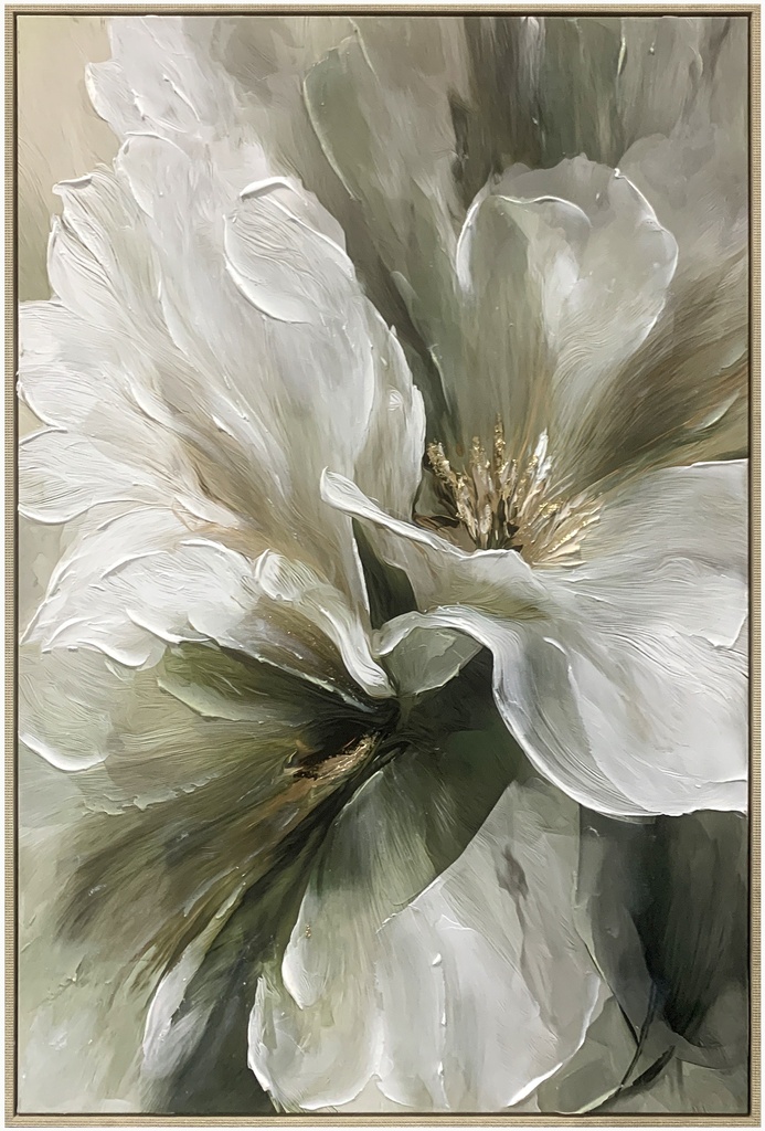 FRAMED FLORAL CANVAS 80% HANDPAINTING