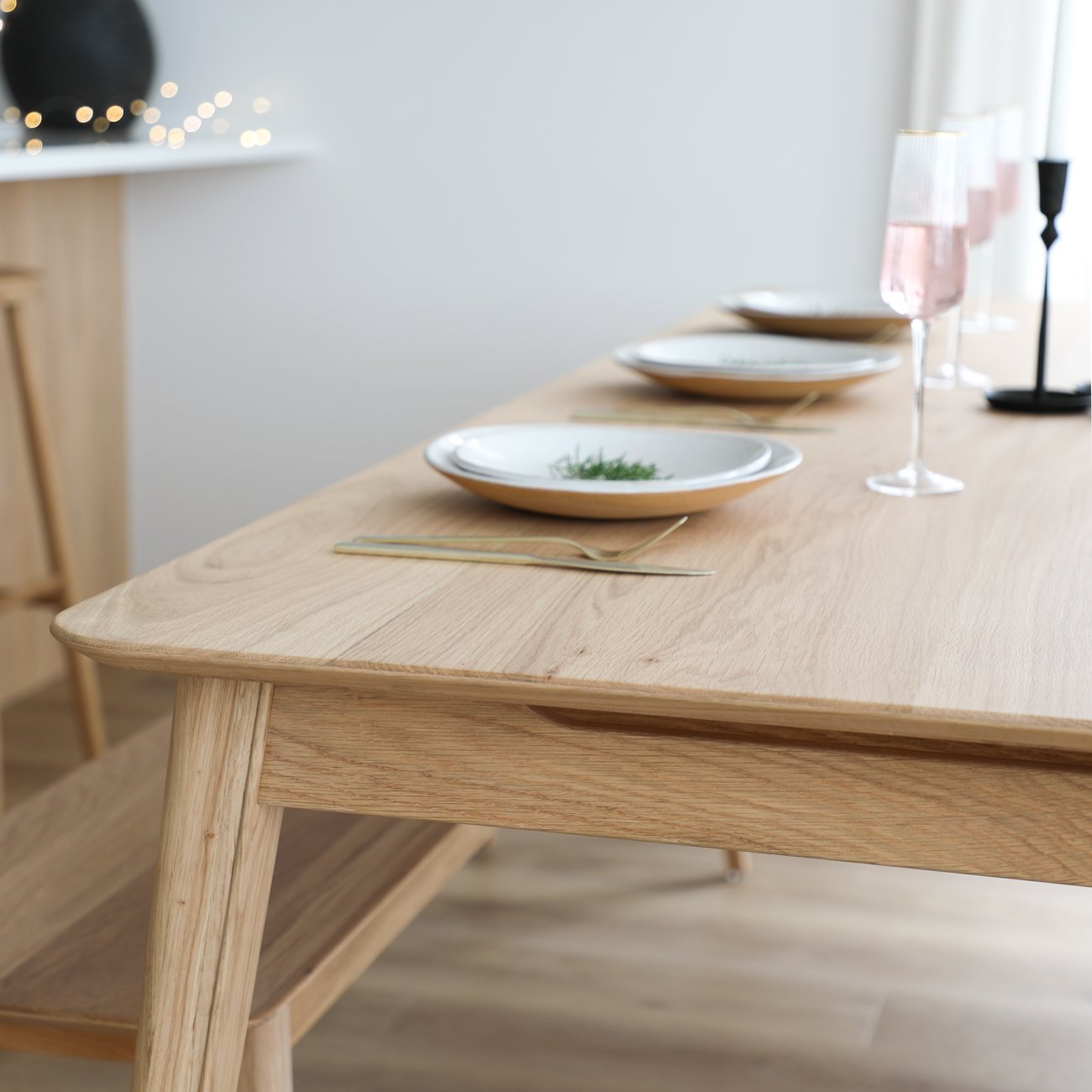Rokke Dining Table – 220cm or 180cm – Solid Oak/Natural